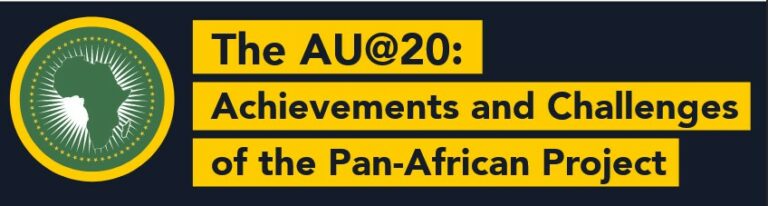 Header Picture for Nelson Mandela University Seminar - Displays AU Logo and the Titöe: "The AU@20 - Achievements and Challenges of the Pan-African Project"