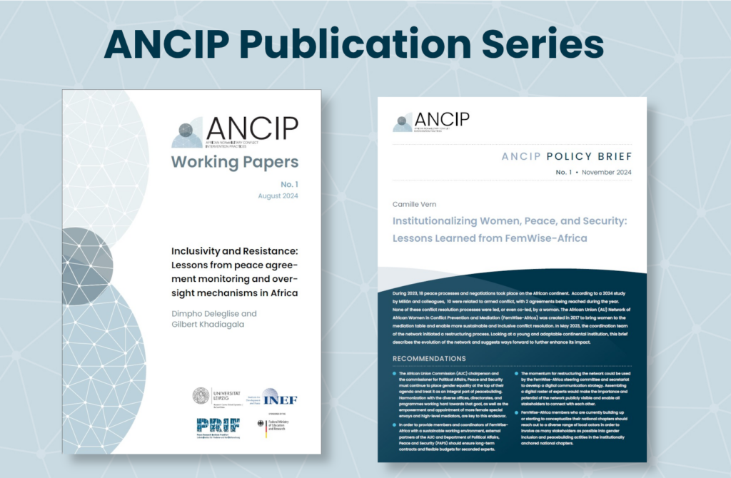 Title picture for the new ANCIP publications series. On the left the title page is shown of the first ANCIP working paper. On the right the first ANCIP Policy Brief is shown.